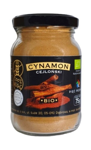 CYNAMON CEJLOŃSKI MIELONY BEZGLUTENOWY BIO 75 g - PIĘĆ PRZEMIAN-1 2386