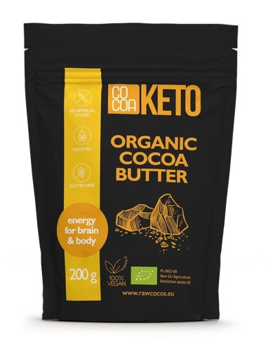 TŁUSZCZ KAKAOWY BEZGLUTENOWY KETO BIO 200 g - COCOA-1 2465