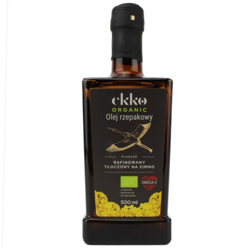 OLEJ RZEPAKOWY DO GOTOWANIA I SMAŻENIA TŁOCZONY NA ZIMNO OMEGA-3 BIO 500 ml - EKKO (PREMIUM)-1 4849 
