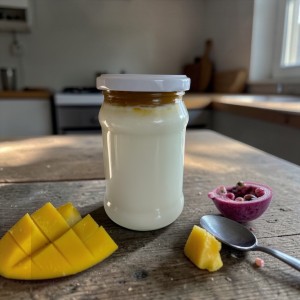 Jogurt naturalny z mleka owczego z wsadem owocowym Mango-Marakuja
