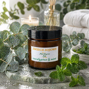 Świeca sojowa („Eucalyptus & Mint”)