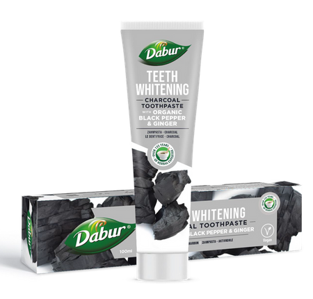 PASTA DO ZĘBÓW WYBIELAJĄCA WĘGLOWA Z PIEPRZEM I IMBIREM BEZ FLUORU 100 ml - DABUR-1 5000 