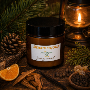 Świeca sojowa („Juicy Wood”) 